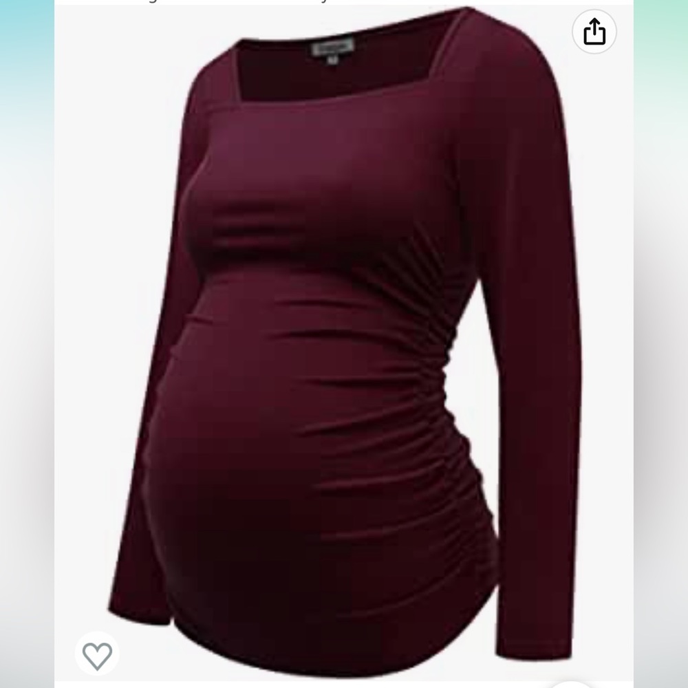 2 Amazon Women's Long Sleeve Maternity Top - Burgundy & Black